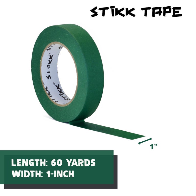 STIKK Painters Tape - 3pk Forest Dark Green Painter Tape - 1 inch x 60 Yards - Paint Tape for Painting, Edges, Trim, Ceilings - Masking Tape for DIY Paint Projects - Residue-Free Painting Tape - Image 2